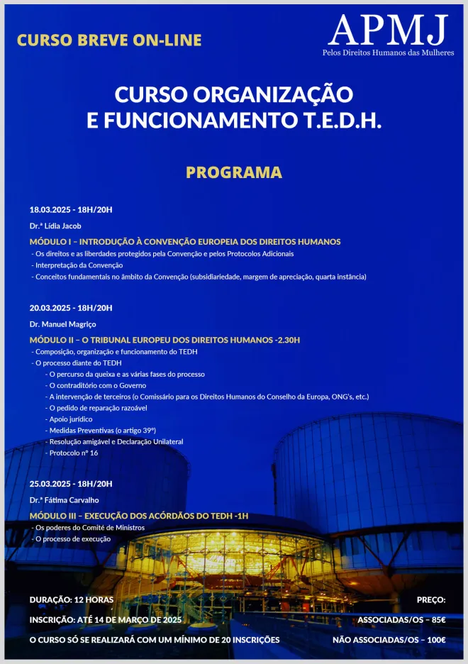 CURSO ORGANIZAÇÃO E FUNCIONAMENTO T.E.D.H.