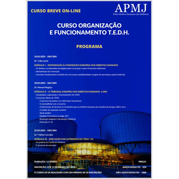 CURSO ORGANIZAÇÃO E FUNCIONAMENTO T.E.D.H.