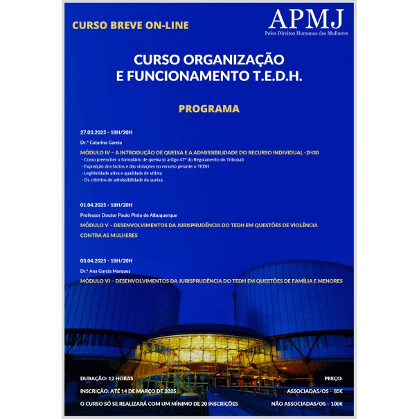 CURSO ORGANIZAÇÃO E FUNCIONAMENTO T.E.D.H.